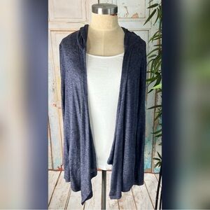 INC Inkberry Modern Mix Open Front Hooded Cardigan